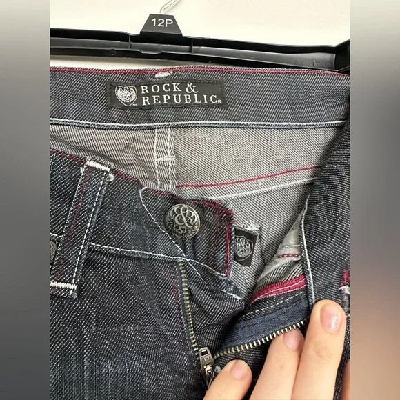 Womens Rock and Republic black denim jeans velvet pocket - Picture 3 of 6